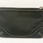Coach Black Leather White Stitch Zip Top Wristlet Wallet Clutch Photo 4