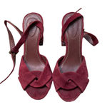 See By Chloe  FLORAL EMBROIDERED BURGUNDY SUEDE SANDALS Photo 1