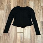 Anthropologie  Pilcro Puff Sleeve Black Ribbed Button Down Cardigan Photo 3