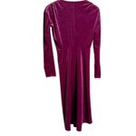 Atlein Pink Velvet Ruched Long Sleeve V Photo 9