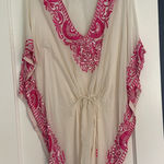 Taj by Sabrina Crippa silk beaded sequin gorgeous medium M tunic top cover swim Pink Photo 0