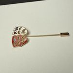 Comedy Tragedy Drama Mask Lapel Stick Pin Gold Tone Enamel White Red Photo 0