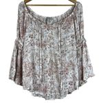 Status by Chenault Blouse Womens M Pink Floral Off Shoulder Flare Sleeve Hippie Size M Photo 0