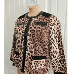 Chico's Size 1 US 8 Jacket Brown Cheetah Print Faux Patent Leather Pockets Clasp Photo 1