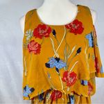 Japna  mustard yellow off shoulder floral romper size large Photo 2