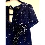 Sugar Lips  Navy Blue Allover Celestial Star Vneck Bow Mini Dress Medium NWOT NEW Photo 2