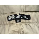 Free People  Blue Revival Beige Khaki Vegan Leather Cropped Ankle Pants Size 28 Photo 2