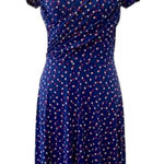 Leota Medium Dress Retro 40s Pinup Polka Dot Stretch Slinky Classic Rockabilly Photo 0
