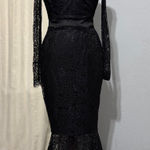 Black Lace Off Shoulder Mermaid Gown Long Sleeve Wedding Whimsigoth Prom Dress M Size M Photo 0