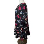 Lane Bryant  Size 22 Multicolor Dark Floral V Neck Stretch Dress Ruffle Feminine Photo 2