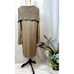 Philosophy Cowl Neck Crochet Overlay with Matching Cuffs Dress Taupe XL Photo 11