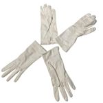 None VINTAGE White Gloves Leather Pair Made in Italy Fabric Pair Womens Photo 0
