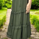 Elegant Olive Green Tiered Skirt Photo 0