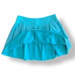 Theme women’s light‎ blue embroidered ruffled silk cotton mini skirt size Large Photo 5