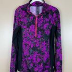 RBX Black & Purple Abstract Floral 1/2 Zip Athletic Pullover M Size M Photo 0