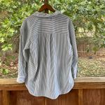 Athleta Women's Midday Relaxed Shirt Green & White Stripe Size L Photo 1