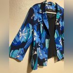 TanJay Floral Open Front Blazer | Jacket | Business Casual Blue Size 14 Photo 1