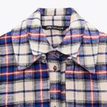 ZARA NWT  Plaid Checkered Red Blue Ecru Dress Photo 3