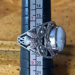 Natural White Buffalo Sterling Silver Ring Size 8 Black Photo 6