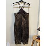 Adrianna Papell  Women's Foil Floral Lace Halter Dress Size 14 Sexy Cocktail Photo 7
