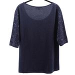 Neiman Marcus  Navy Sequin 100% Cashmere Blouse Elegant Mother of the Bride L Photo 3