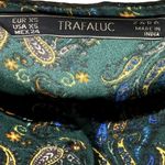 ZARA  Long Sleeve Paisley Print Babydoll Puff Sleeve Mini Dress Lined XS Green Photo 8