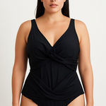 Smismivo Womens Swimsuit Size XL Black One Piece Ruched Cutout Beach Pool Vacay Photo 0