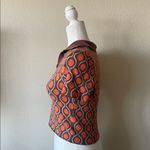 Princess Polly Retro Geometric Knit Polo Top Brown & Orange Y2K Photo 5