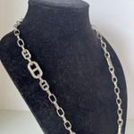 Ann Taylor  Silvertone Chain Necklace 30" Crystal Rhinestone Link Layer Statement Photo 1