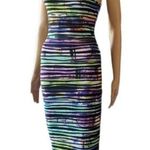 Cherish Striped Textured Bodycon Wiggle Dress Multi Color Textured Sz S New Photo 0