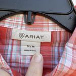 Ariat Orange Silver Plaid Pearl Snap Western Button Shirt Women's Size Medium Photo 2