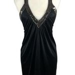 BCBGMAXAZRIA BCBG Diamante Mesh Mini Dress Black V-Neck Halter XS Clubwear Disco Party Photo 0