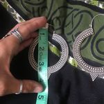 Silver tone BIG metal sexy hippie boho earrings EUC 4” drop Photo 1