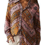 Farm Rio Anthropologie x Bandana Paisley Bandana Print Button Up Top Size Medium Photo 0