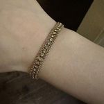 Women’s Gold Tone Rope Chain Clear Rhinestone Tennis Bracelet 7 1/8 Inch Photo 0