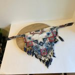 Vintage 90s Cotton Beaded Fringe Concho Southwestern Bandana Neck Tie Blue Photo 6