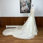 Fabulous Vintage 1970s/80s Ivory Satin Prairie Style Wedding Gown! Size 12 Photo 4