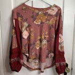 Free People  Flower Patch Boho Thermal Top Oversize Blouse Size XS Photo 0