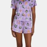 Halloween Women’s Retro Monster Print Pajama Set Way to Celebrate New Purple Size XL Photo 2