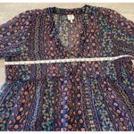 Self Esteem Womens 2x Tunic Blouse Blue Floral  SemiSheer Bell Sleeve Fairy Festival Cottage Photo 1