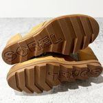 Sorel Lexie Camel Tan Leather Gray Fleece Wedge Lace Up Burnished Ankle Boots 6 Photo 7