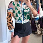 Amazon Graphic Cropped Button Up Blouse Photo 1