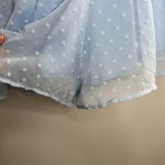 Lucy in the Sky  Blair Romper Small Blue‎ Swiss Dot Sheer Ruffle Tie Front Cute Photo 6