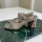 DOLCE VITA Women's Snake Print Leather Double Strap Sandals Heels Size 14 NWOB Gray Photo 0