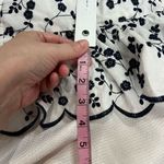 Ann Taylor White Blue Embroidered Ruffle Top Belted Knee Length Summer Dress S Photo 5