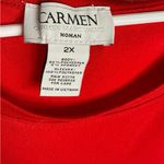 Carmen Marc Valvo  Red Textured Sleeve Tunic Photo 4