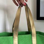 Lauren Ralph Lauren Green and Gold Summer Canvas Tote Photo 1