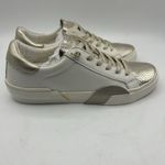 DOLCE VITA Zina Leather Sneaker Women's Size 7.5 White/Gold White Photo 3