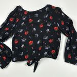 American Eagle  Flowy 3/4 Sleeve Crop top Floral Size XS Photo 4