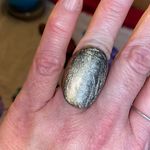 Sterling Silver Plated 18K Gold Brushed Top Satin Dome Ring Silver Photo 1